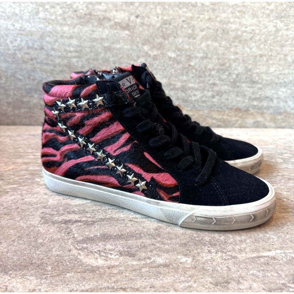 Vintage Havana Tiger Stripe Pink & Black HighTops Golden Goose Style Sz 8
